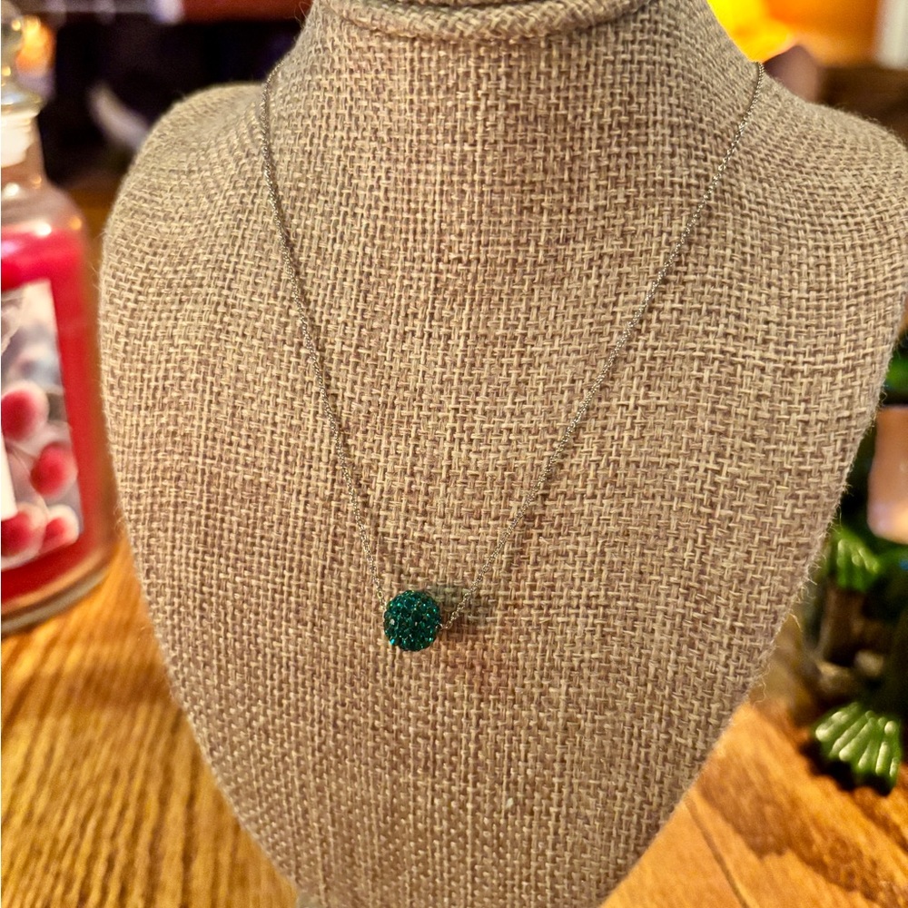 Touchstone Crystal Emerald Green Pendant Necklace - May birthstone inspired